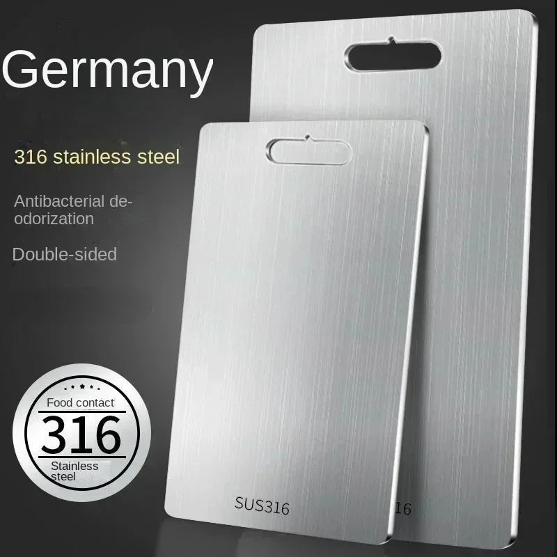 Double-Sided Stainless Steel & Wood Cutting Board